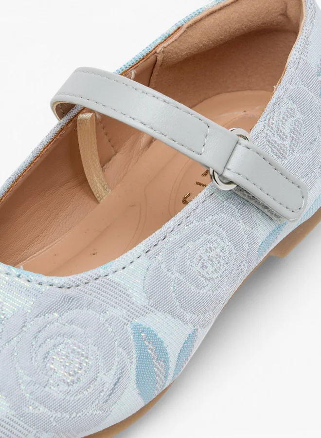 JUNIORS Embroidered Ballerina Shoes with Hook and Loop Closure