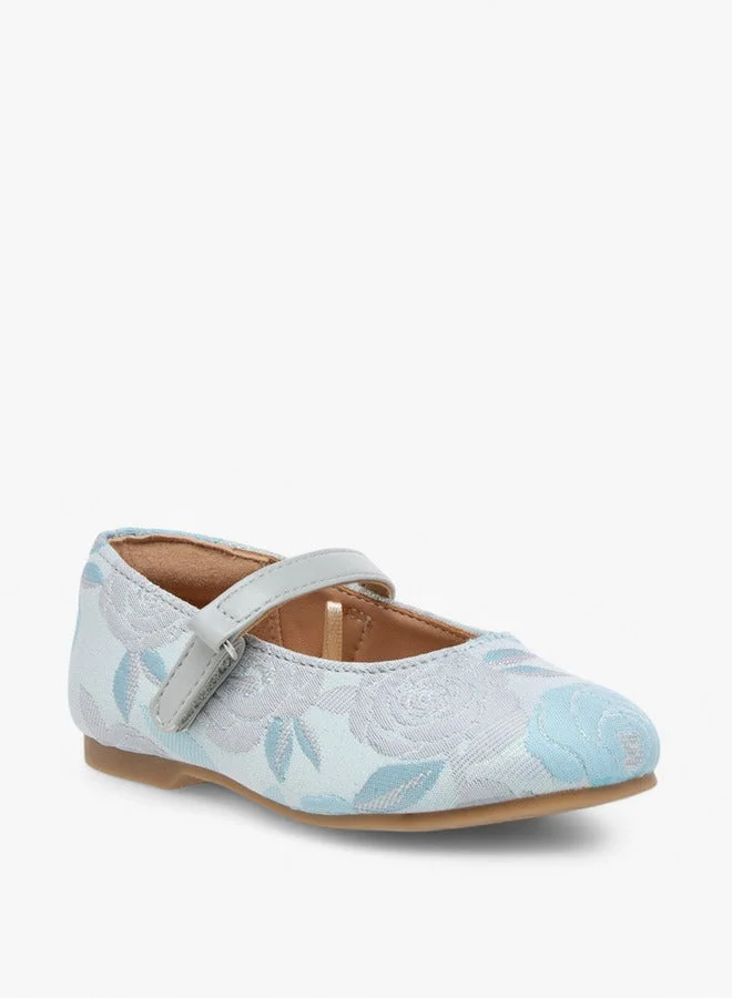 JUNIORS Embroidered Ballerina Shoes with Hook and Loop Closure