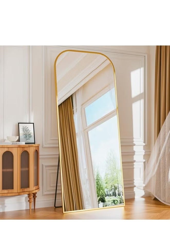 Vphom Full-Length Arched Floor Mirror (71" x 28") – Premium Gold Aluminum Alloy Frame, HD Glass Full Body Mirror | Elegant Rounded Top Design for Bedroom, Living Room & Dressing Area | Freestanding, Wall-Mounted, or Leaning (180 x 70 cm) - Image 4