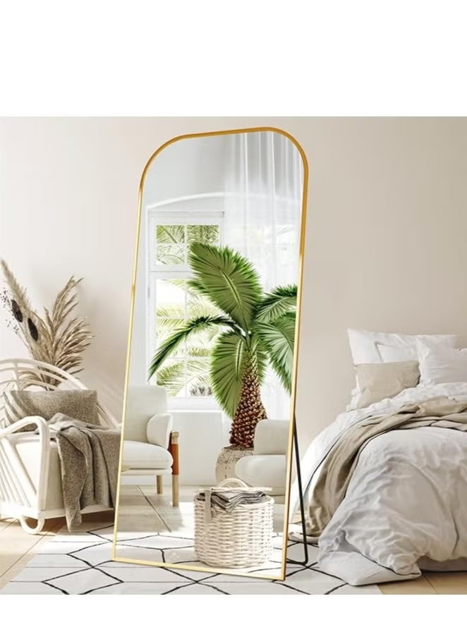 Vphom Full-Length Arched Floor Mirror (71" x 28") – Premium Gold Aluminum Alloy Frame, HD Glass Full Body Mirror | Elegant Rounded Top Design for Bedroom, Living Room & Dressing Area | Freestanding, Wall-Mounted, or Leaning (180 x 70 cm) - Image 3