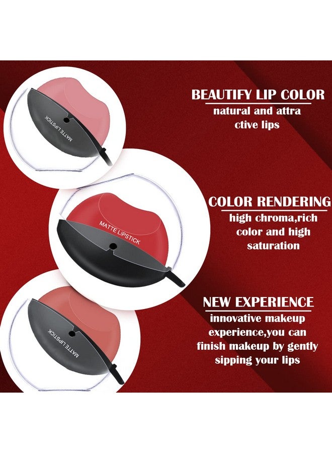 DAGEDA 3 Colors Matte Lipstick Set Matte Velvet Lipstick Lip Shape Lazy Lipstick Long Lasting High Pigmented Non Stick Cup Lip Gloss Waterproof Easy To Color Lipstick Lazy Lip Makeup(Color A) - Image 3