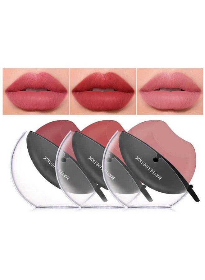 DAGEDA 3 Colors Matte Lipstick Set Matte Velvet Lipstick Lip Shape Lazy Lipstick Long Lasting High Pigmented Non Stick Cup Lip Gloss Waterproof Easy To Color Lipstick Lazy Lip Makeup(Color A) - Image 2