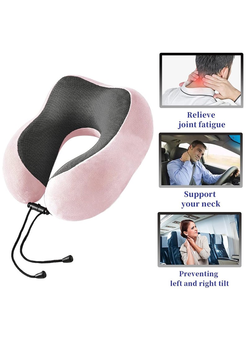 Arabest Travel Pillow 100% Memory Foam Pillow, U Shape Head Pillow with Eye Mask Ear Plug Portable Storage Bag, Shoulder Pain Relief Soft Pillow for Travel Use - Image 2