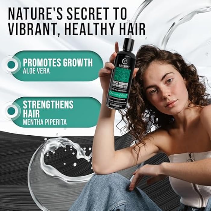 Aloe Vera and Mint Horse Shampoo for Human Use – As Seen on Shark Tank – Gentle, Hydrating, Paraben-Free, Sensitive Scalp Shampoo for Hair Growth & Strengthening, 16.9 Fl Oz, 1-Pack - Image 4