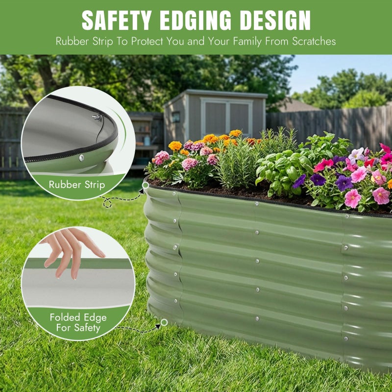 INNO STAGE Galvanized Raised Garden Bed Kits, 4x2x1.4FT Metal Raised Beds Outdoor for Gardening, 17'' Tall Large Steel Raised Planter Bed for Vegetables & Flowers Patio Ground Planter Box - Green - Image 4