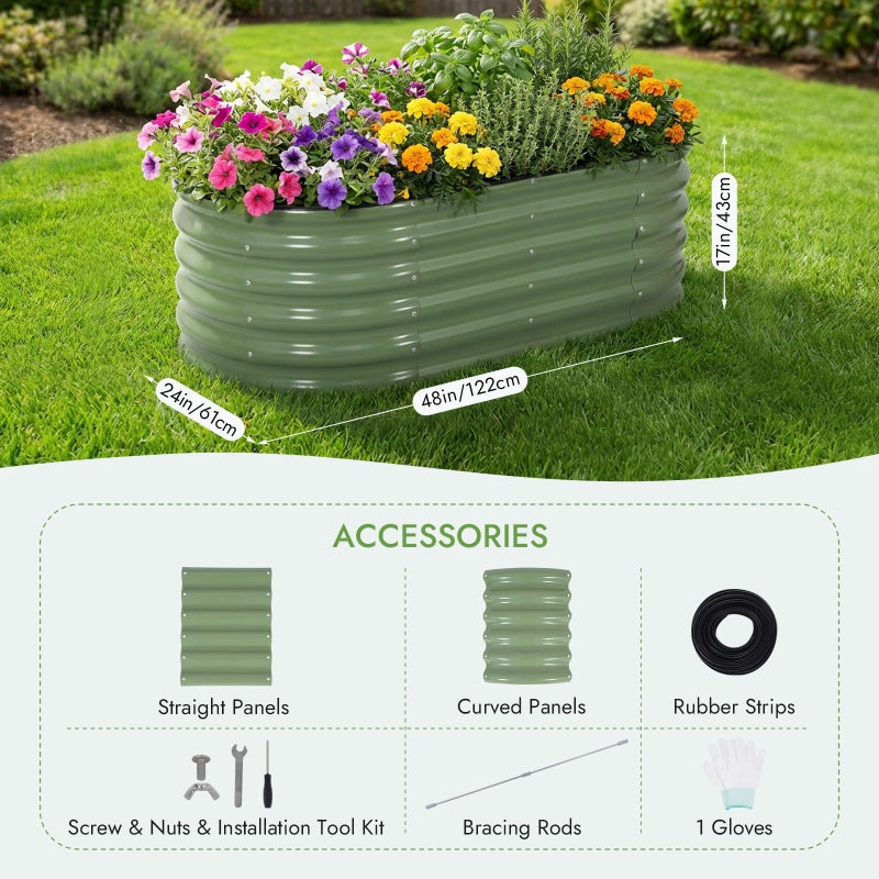 INNO STAGE Galvanized Raised Garden Bed Kits, 4x2x1.4FT Metal Raised Beds Outdoor for Gardening, 17'' Tall Large Steel Raised Planter Bed for Vegetables & Flowers Patio Ground Planter Box - Green - Image 2