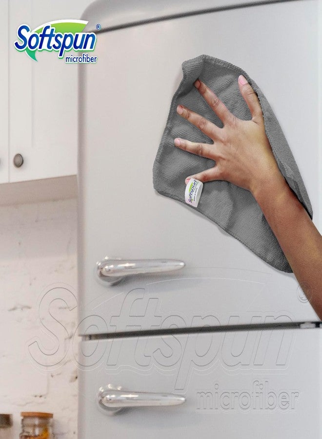 SOFTSPUN Microfiber Cleaning Cloths, 20x30 Cms 15 Piece Towel Set, 340 GSM (Grey). Highly Absorbent, Lint & Streak Free, Multi-Purpose Wash Cloth for Kitchen, Car, Window, Stainless Steel.… - Image 4