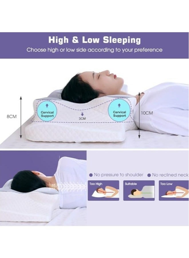 Memory Foam Butterfly-Shaped Cervical Pillow for Neck & Shoulder Pain Relief, Ergonomic Support for Side, Back & Stomach Sleepers, Washable Grey Cover - Image 5
