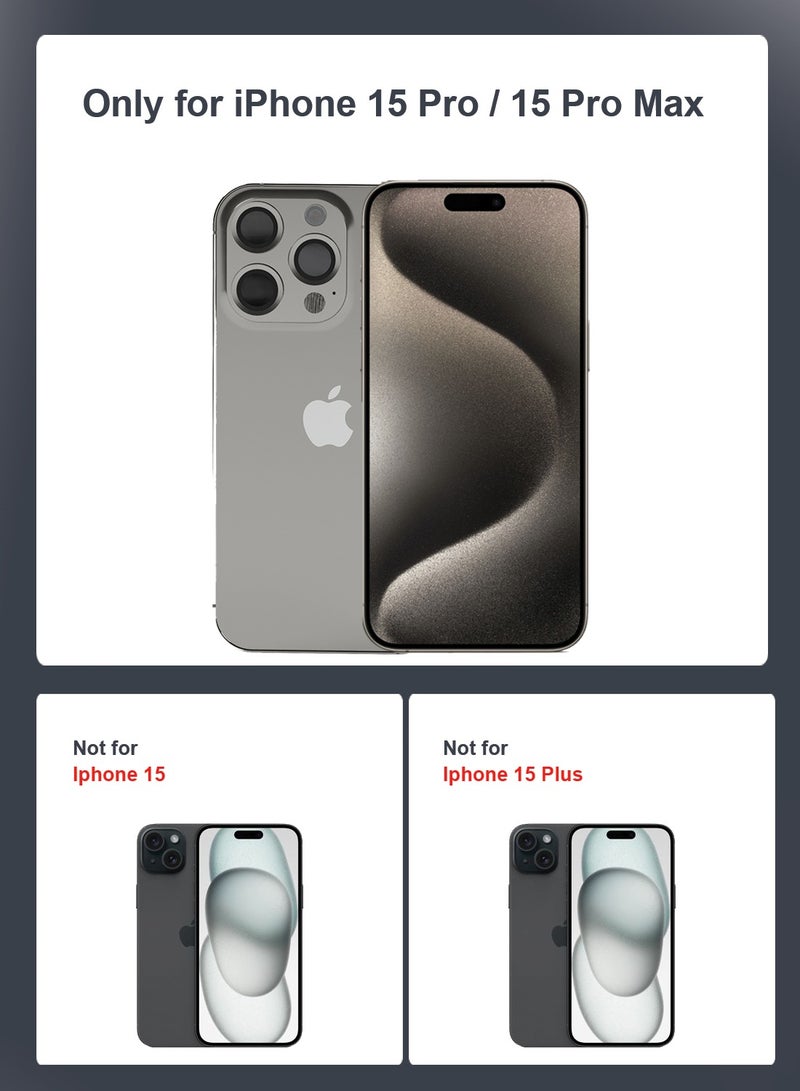 ماكس آند ماكس واقي عدسة الكاميرا لهاتف iPhone 15 Pro / 15 Pro Max - زجاج شفاف مقسّى مع حواف من الألومنيوم، طلاء مضاد للانعكاس، واقي عدسة مقاوم للخدش - تيتانيوم طبيعي - Image 3