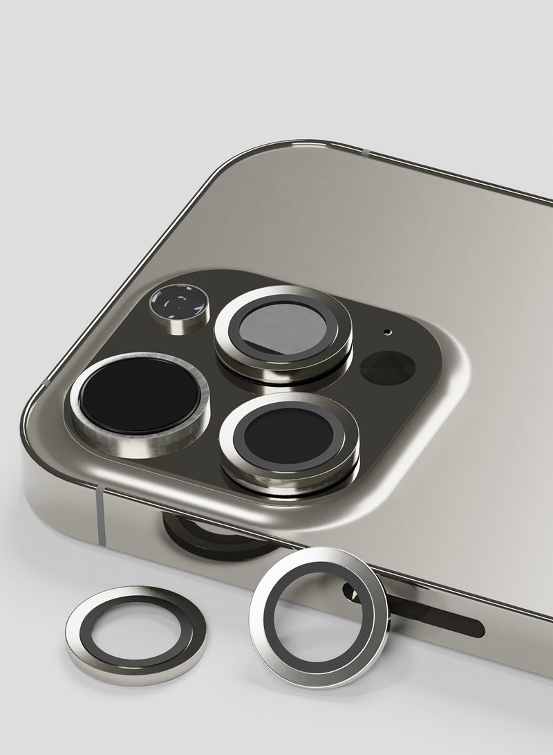 ماكس آند ماكس واقي عدسة الكاميرا لهاتف iPhone 15 Pro / 15 Pro Max - زجاج شفاف مقسّى مع حواف من الألومنيوم، طلاء مضاد للانعكاس، واقي عدسة مقاوم للخدش - تيتانيوم طبيعي - Image 5