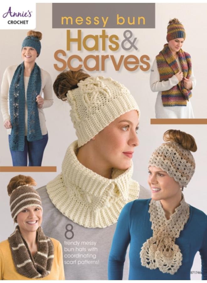Messy Bun Hats & Scarves : 8 Trendy Messy Bun Hats with Coordinating Scarf Patterns! 