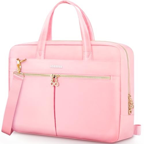 Ferkurn Laptop Bag Case Women Men Computer Bag Compatible with MacBook/HP/LG/Dell, Shoulder Strap Slim Carrying Messenger Briefcase, Pink, 15.6-16 Inch - Image 1