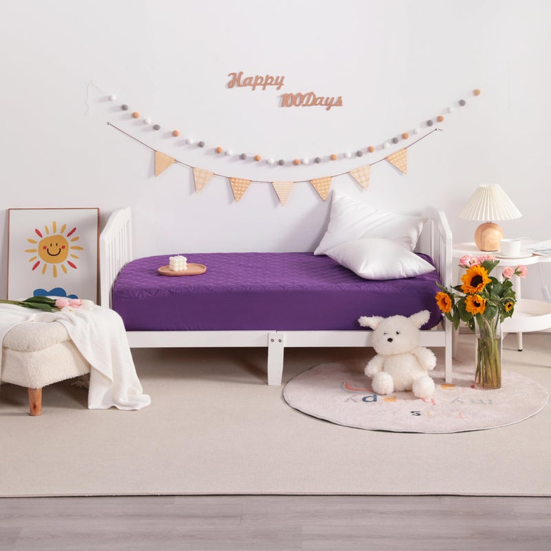 NTBAY 2 Pack Waterproof Mini Crib Mattress Protector  Quilted 24""x38"" Fitted Mattress Cover - Machine Washable - Soft and Breathable Baby Mattress Pad Sheet for Mini Crib and Baby Playards  Purple - Image 5