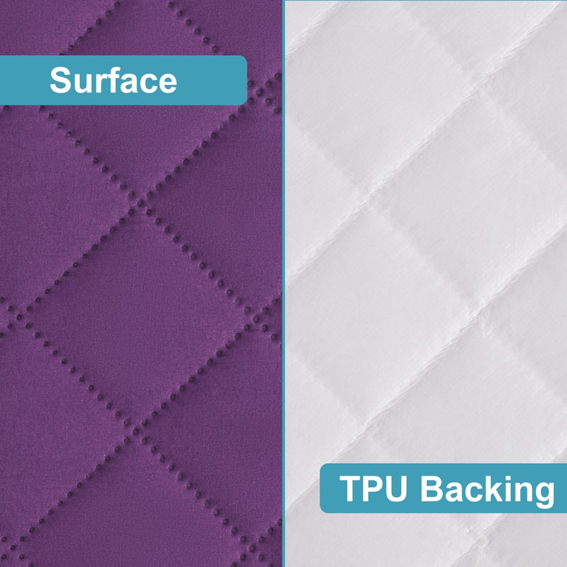 NTBAY 2 Pack Waterproof Mini Crib Mattress Protector  Quilted 24""x38"" Fitted Mattress Cover - Machine Washable - Soft and Breathable Baby Mattress Pad Sheet for Mini Crib and Baby Playards  Purple - Image 3