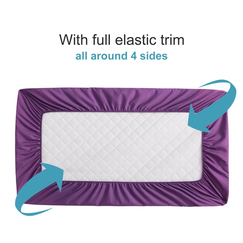 NTBAY 2 Pack Waterproof Mini Crib Mattress Protector  Quilted 24""x38"" Fitted Mattress Cover - Machine Washable - Soft and Breathable Baby Mattress Pad Sheet for Mini Crib and Baby Playards  Purple - Image 2