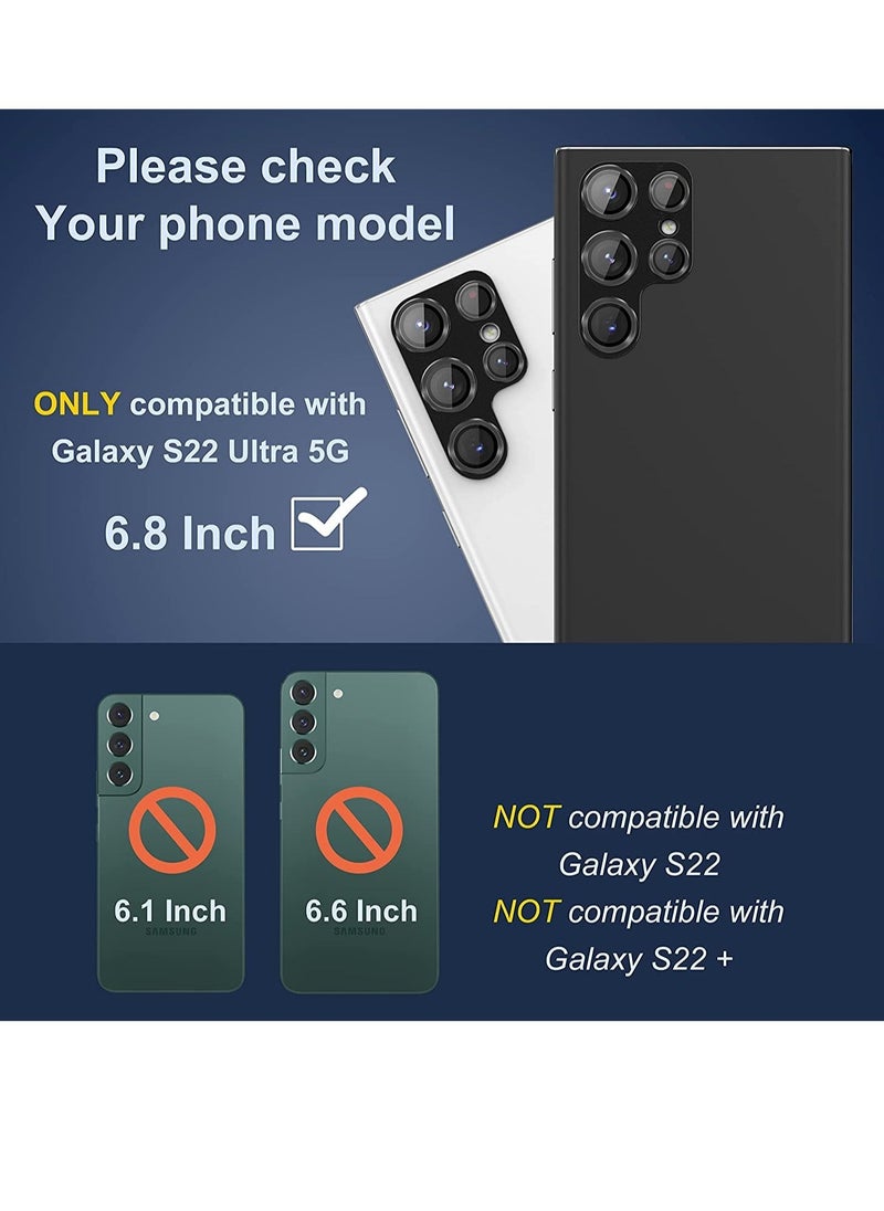 Raxoom 2-Pack for Samsung Galaxy S22 Ultra 5G Lens Protector, Premium Tempered Glass Glitter Diamond Metal Camera Lens Protector - Image 5