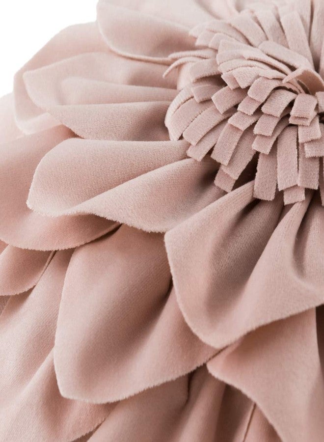OiseauVoler Decorative Throw Pillow 3D Flower Round Pillow Accent Handmade Cushion with Insert for Couch Bed Home Decor 12 Inch Rose Gold - Image 5