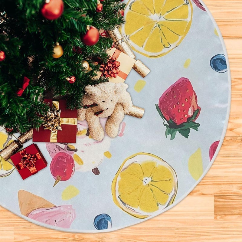 Kigai Fruit Ice Cream Christmas Tree Skirt Modern Tree Skirt for Home Holiday Xmas Decor 36inch - Image 5