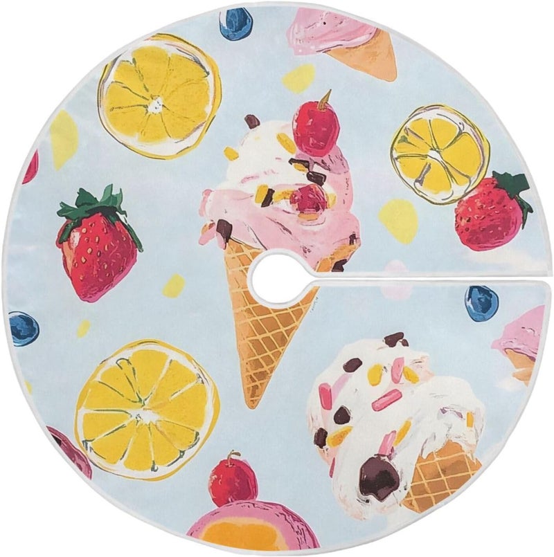 Kigai Fruit Ice Cream Christmas Tree Skirt Modern Tree Skirt for Home Holiday Xmas Decor 36inch - Image 1