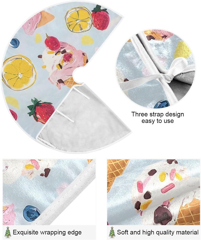 Kigai Fruit Ice Cream Christmas Tree Skirt Modern Tree Skirt for Home Holiday Xmas Decor 36inch - Image 2
