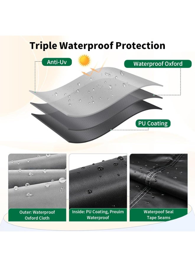 إيونتو غطاء أثاث فناء متين ومقاوم للماء - غطاء واقي لطاولة الحديقة الخارجية والكراسي والأريكة المقطعية من قماش أكسفورد 420D، مقاوم للأشعة فوق البنفسجية والغبار والرياح مع حبل سحب وحقيبة تخزين - فضي - Image 4