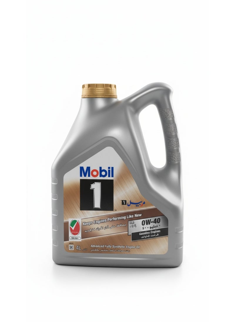 Mobil 1 SAE 0W-40 Advanced Full Synthetic Engine Oil – 4 Liters – European Car Formula - Image 1