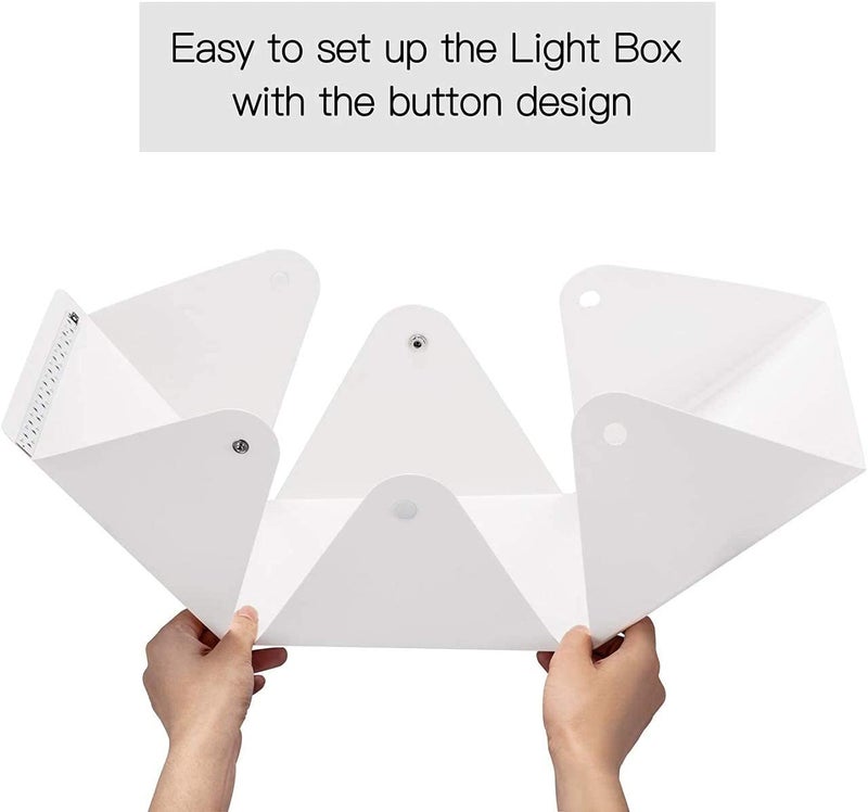 Satyam Kraft قطعة واحدة من صندوق استوديو الصور المصغر، صندوق التصوير، لمجموعة خيمة الإضاءة لالتقاط صور المنتجات، التصوير الفوتوغرافي وDIY، خلفيات بيضاء وسوداء مع 20 ضوء LED، (20 سم) - Image 2