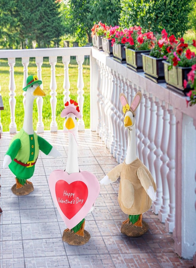 Arrowbash 3 Sets Seasonal Goose Outfits Valentine Easter St. Patrick Festivals Lawn Goose Clothing for 23'' Goose Lawn Garden Patio Yard Porch Outdoor Decorations - Image 4