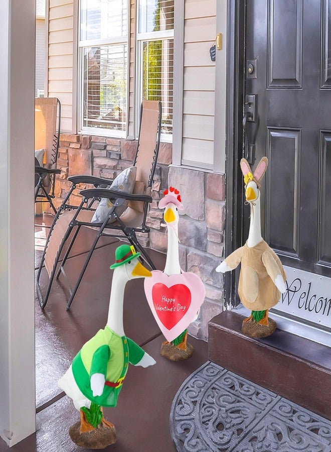 Arrowbash 3 Sets Seasonal Goose Outfits Valentine Easter St. Patrick Festivals Lawn Goose Clothing for 23'' Goose Lawn Garden Patio Yard Porch Outdoor Decorations - Image 5