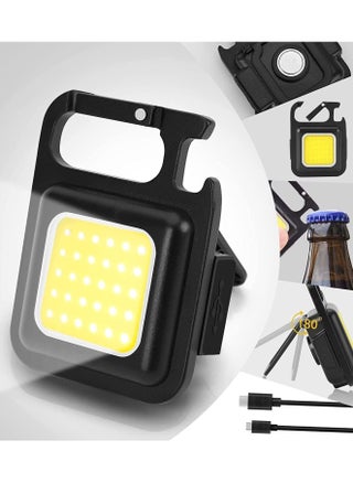 COB Small Flashlights Bright Rechargeable Keychain Mini Flashlight 500 Lumens Pocket Flashlight with Folding Bracket Bottle Opener and Magnet Base 4 Light Modes Magnetic Work Light for Walking (Pack of 1) - pzsku/Z9071A59BF723ABDFF10AZ/45/_/1737015473/333e782f-5082-4891-b5d4-7b0b7e1cf30c
