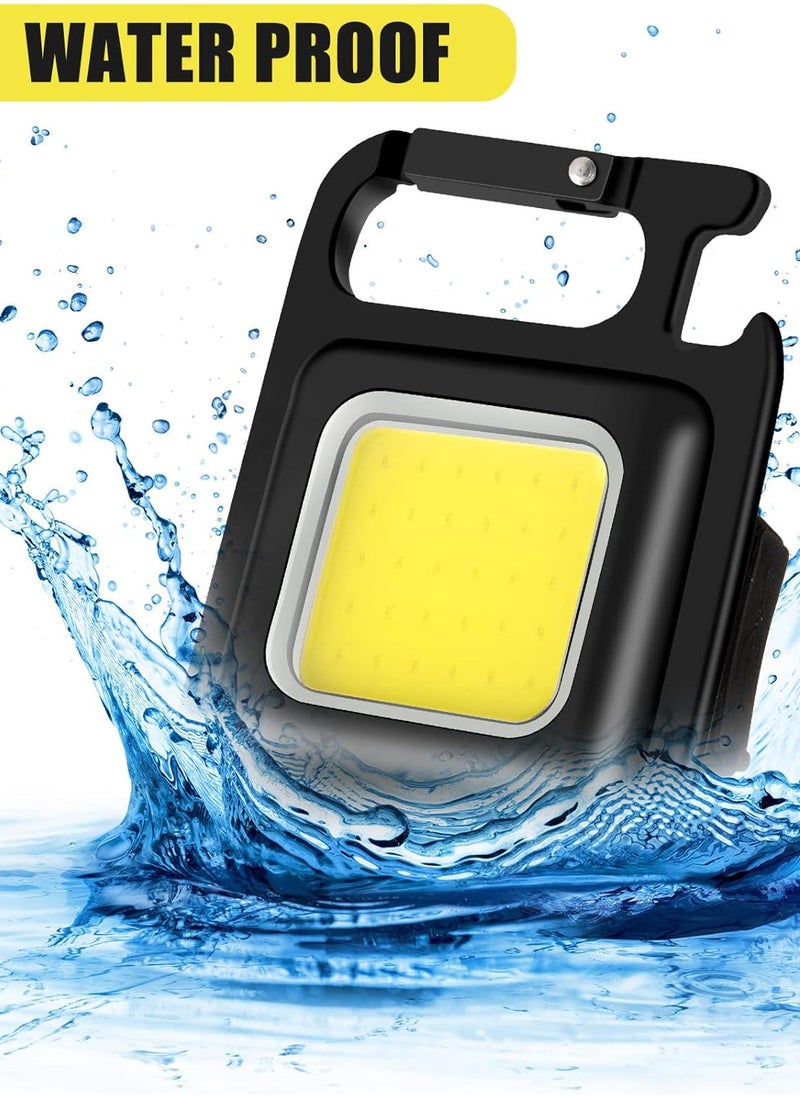 Generic - COB Small Flashlights Bright Rechargeable Keychain Mini Flashlight 500 Lumens Pocket Flashlight with Folding Bracket Bottle Opener and Magnet Base 4 Light Modes Magnetic Work Light for Walking (Pack of 1) - Image 1
