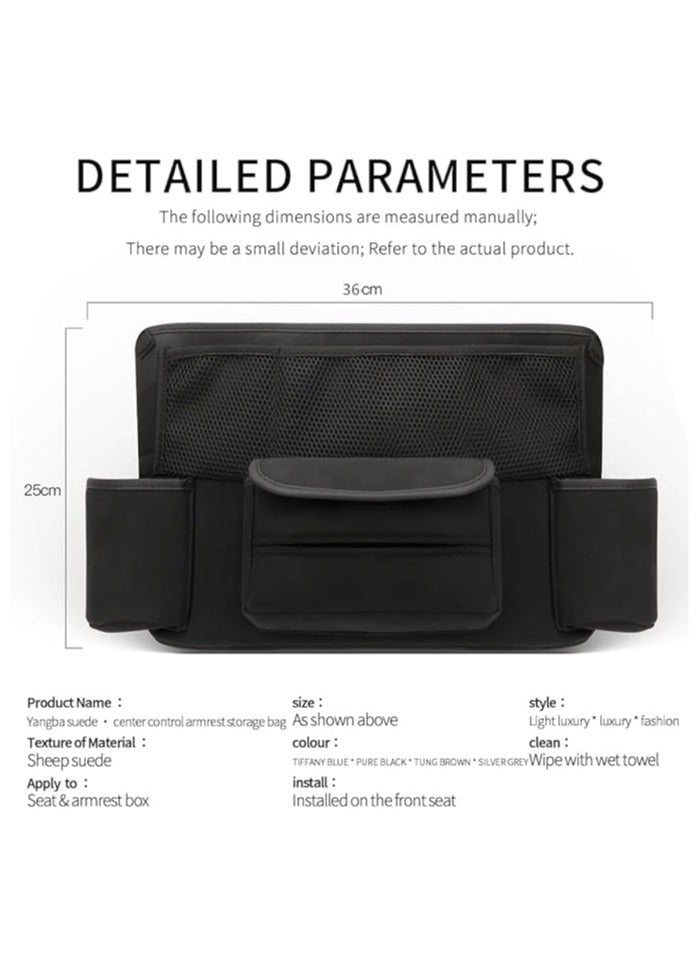 Arabest Car Handbag Holder Between Seats Suede Large Capacity Car Purse Holder Automotive Consoles & Organizers for Document Phone Storage Car Organizer（Brown） - Image 3