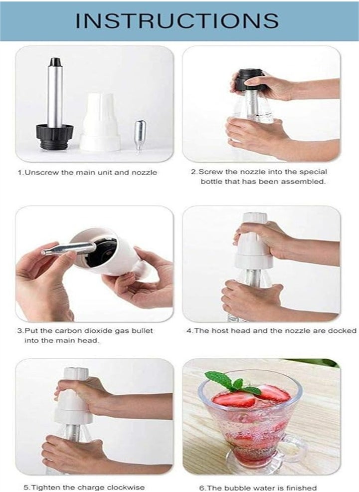 Generic - Soda Water Maker Stainless Steel Sparkling Water Machine for Home Carbonation Machine with BPA Free PET 1L Carbonation Bottle with 10 CO2 Cylinders (White) - Image 1