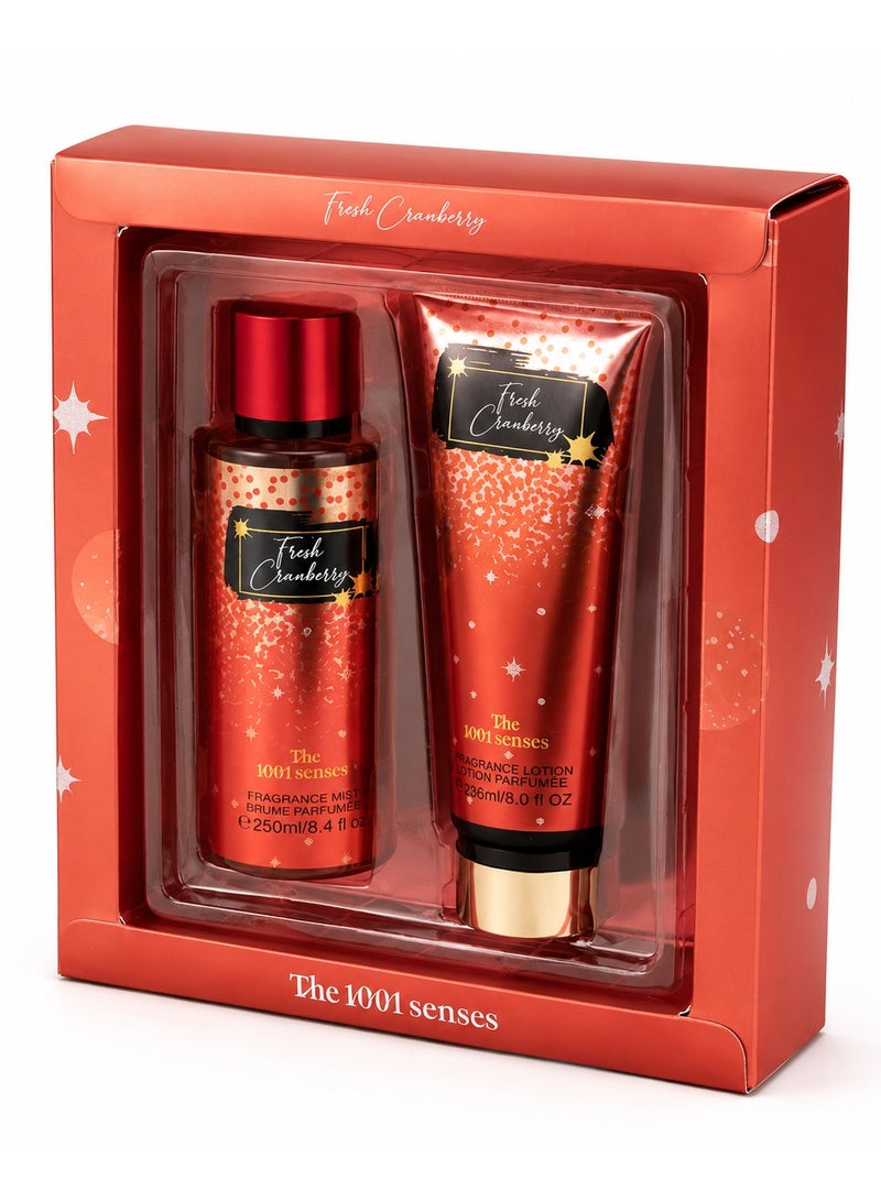 Fresh Cranberry Body Care Gift Set - Fragrance Mist (250ml) & Lotion (236ml) - Image 1