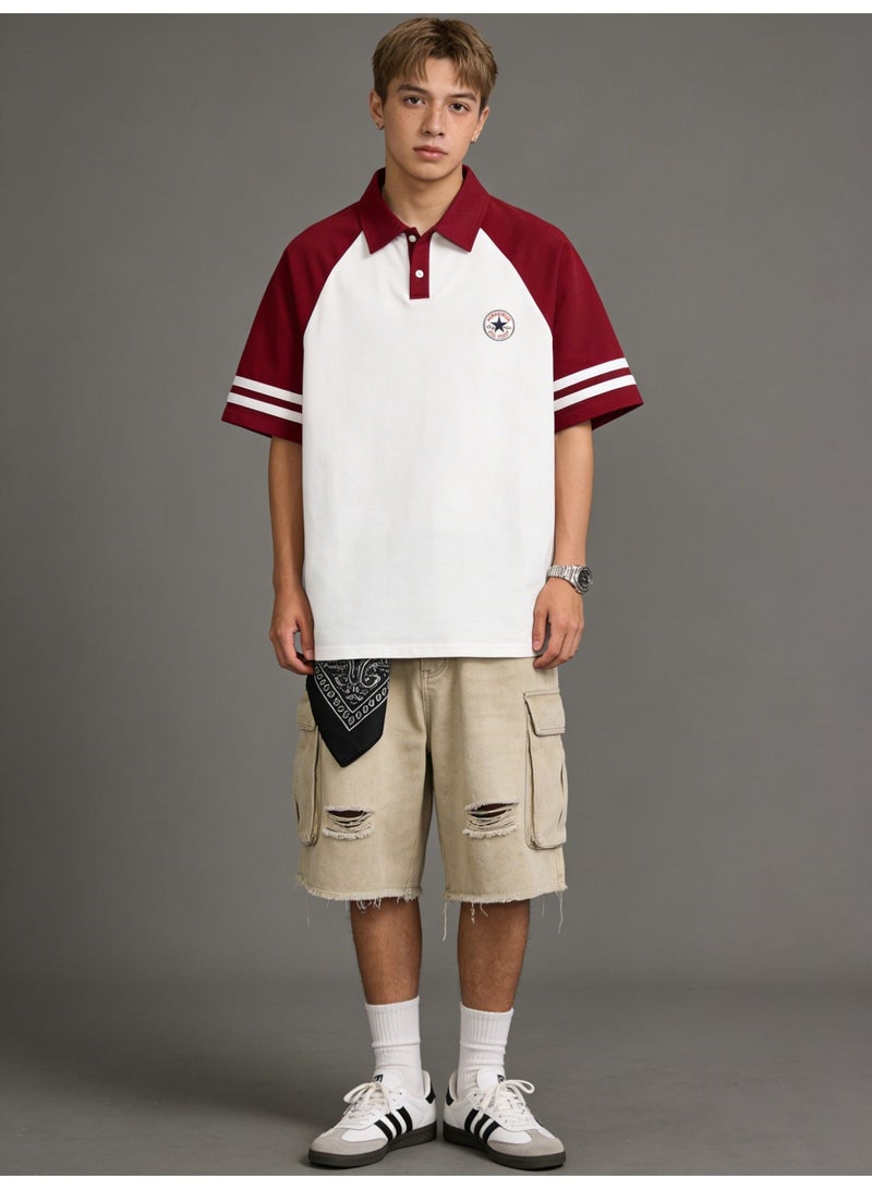 كونفرس CONVERSE الكلاسيكية | أكاديمية لون الرياح Polo قميص قصير الأكمام الذكور والنساء نفس النوع التنفس البارد الأدوات - Image 5