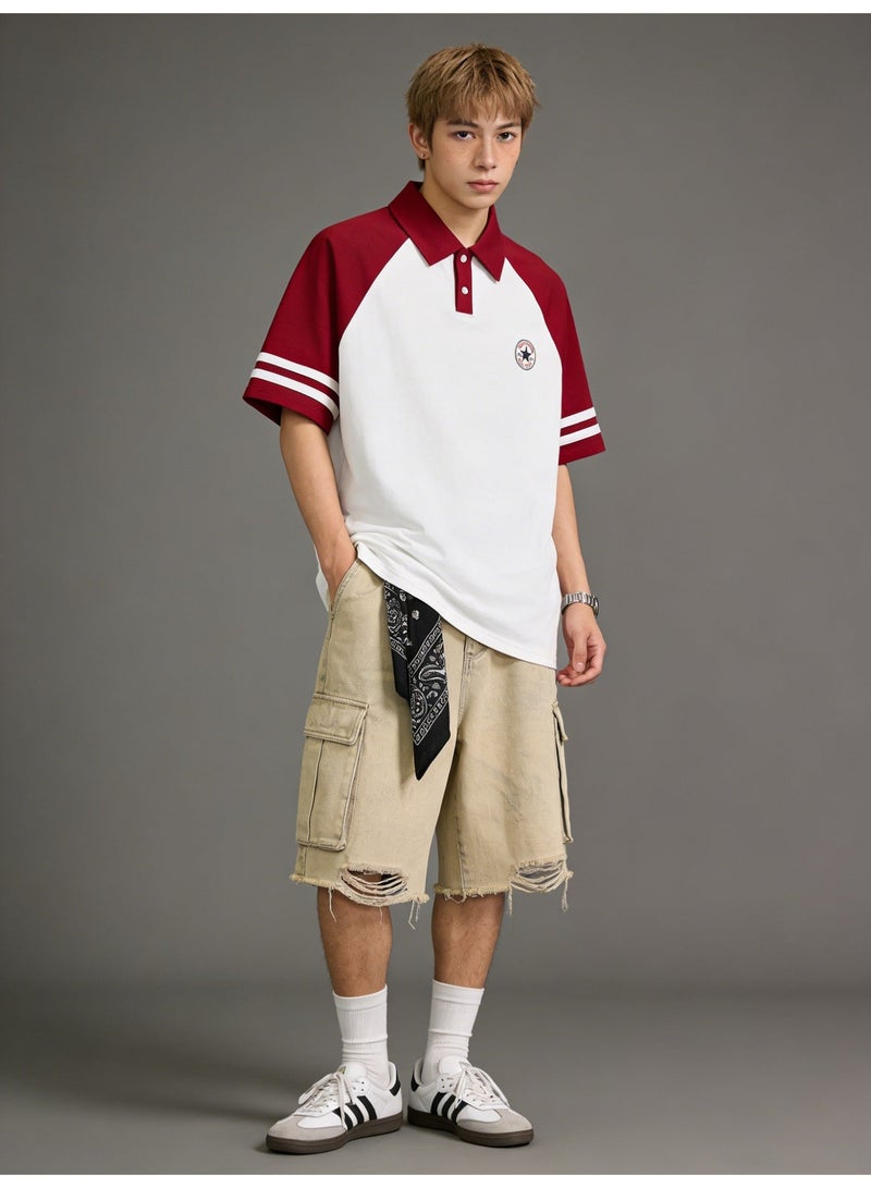 كونفرس CONVERSE الكلاسيكية | أكاديمية لون الرياح Polo قميص قصير الأكمام الذكور والنساء نفس النوع التنفس البارد الأدوات - Image 4