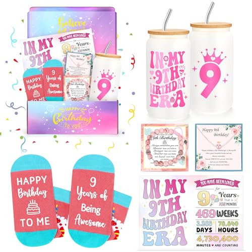Launrada 9 Year Old Girl Birthday Gifts for 9 Years Old Girl Gift Trendy 9th Birthday Gifts for Girls Popular Stuff for Nine Year Olds Girls Age 9 Gift Basket Ideas Happy 9th Bday Decoration Present Box - Image 1
