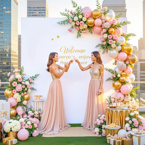 Suppromo 6.6FT x 6.6FT White Square Arch Backdrop Covers Spandex Fitted Wedding Arch Covers Stretchy Backdrop for Baby Shower Birthday Party Bridal Shower Ceremony Photo Photography Background Decorations - Image 3
