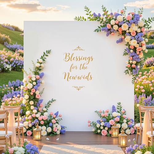 Suppromo 6.6FT x 6.6FT White Square Arch Backdrop Covers Spandex Fitted Wedding Arch Covers Stretchy Backdrop for Baby Shower Birthday Party Bridal Shower Ceremony Photo Photography Background Decorations - Image 1
