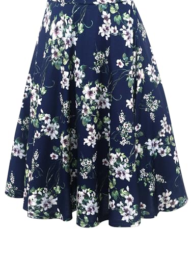 oxiuly Women's Criss-Cross V-Neck Cap Half Sleeve Floral Casual Work Party Tea Swing Dress OX233 (2XL, Blue Green F) - Image 5