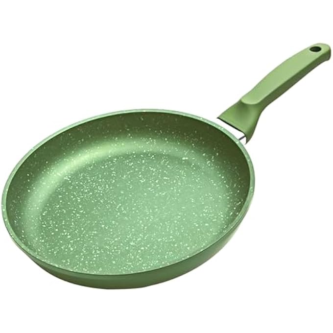 Bright Stone HighTech Induction Frypan  20Cm Nonstick Triple Layer Greenstone Coated Frying Pan  HeavyGauge Aluminum Skillet With Handle  Italian Made  Scratch Resistant And Nickle Free  Green - Image 1