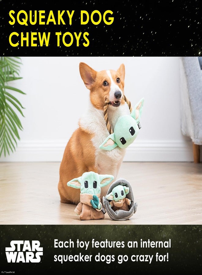 STAR WARS for Pets GROGU 3 Piece Collection - Cradle Plush, Flattie, and Rope Ring Dog Toys - Fabric Squeaky Plushes for All Dogs, Officially Licensed - Image 4