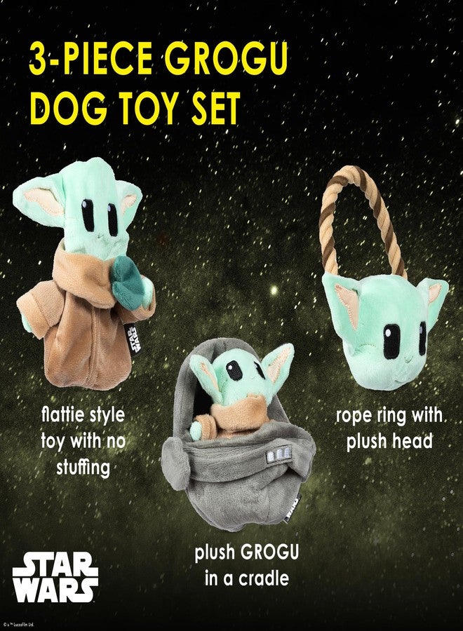 STAR WARS for Pets GROGU 3 Piece Collection - Cradle Plush, Flattie, and Rope Ring Dog Toys - Fabric Squeaky Plushes for All Dogs, Officially Licensed - Image 2