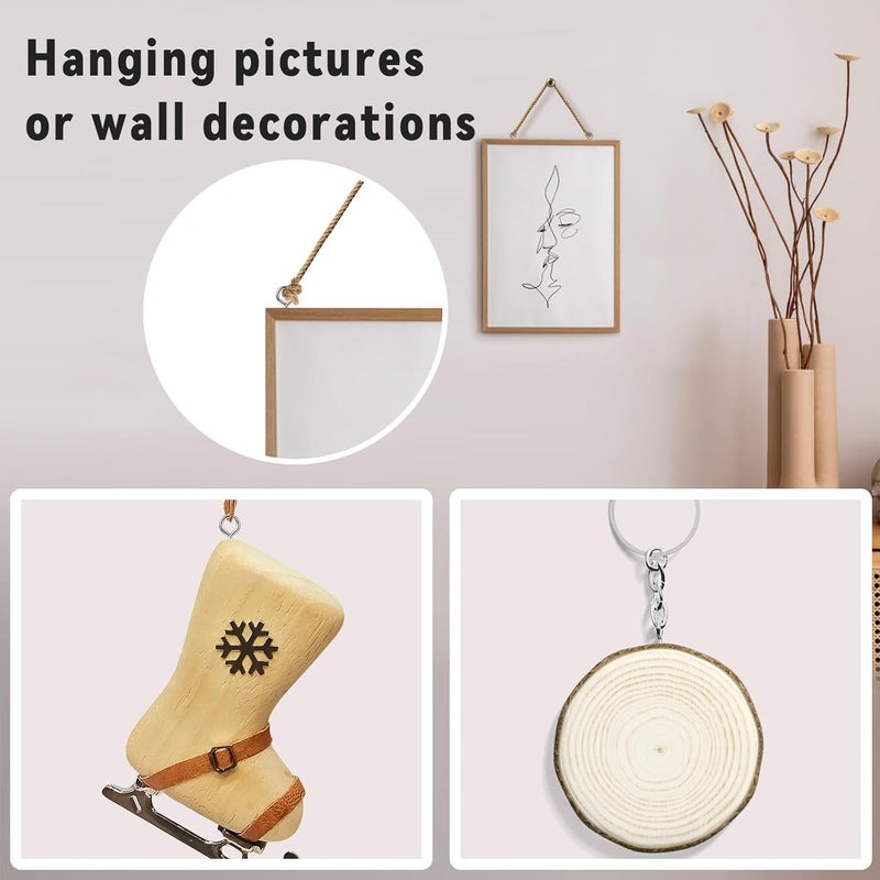 AUGHOA 1 Inch Silver Screw Eyes, 100 Pcs Metal Screw Hooks, Self Tapping Eyelet Bolts for Wood, Hanging Artwork - Image 4