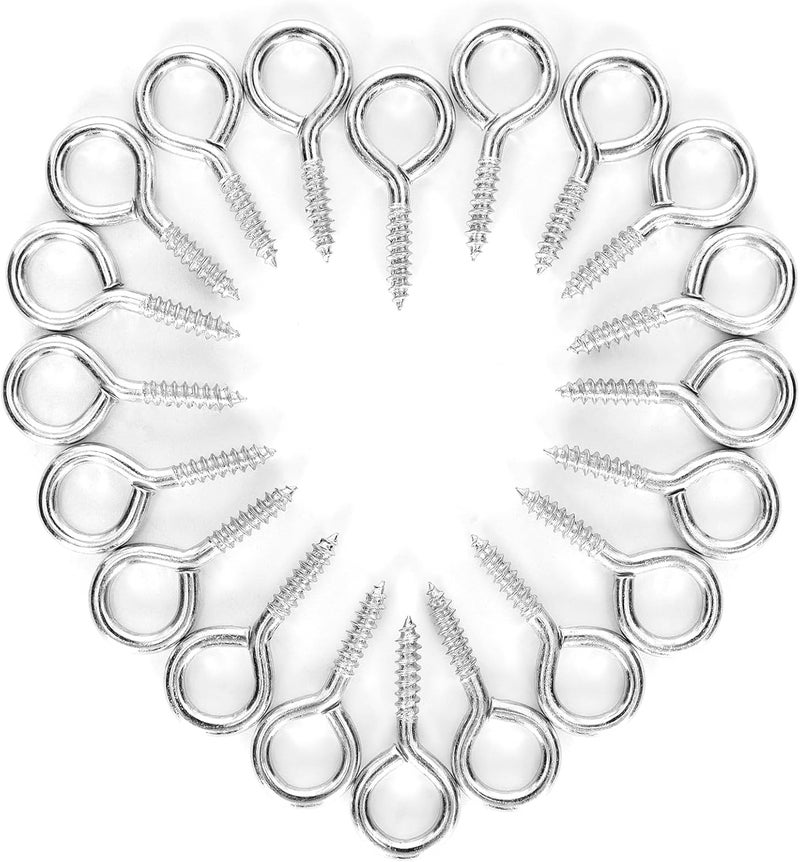 AUGHOA 1 Inch Silver Screw Eyes, 100 Pcs Metal Screw Hooks, Self Tapping Eyelet Bolts for Wood, Hanging Artwork - Image 5