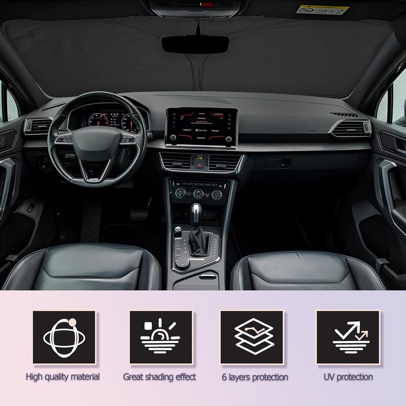LUWU Windscreen Sun Protection for Skoda Karoq Kodiaq 2017-2023 - Foldable Sun Visor Blocks UV Rays - Image 2