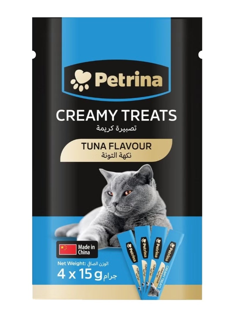 Petrina Creamy Treats for Cats Tuna Flavor – 15g Lickable Puree Sachets (Pack of 6, Total 24 Treats) | High Protein Real Tuna Reward Wet Cat Food | Rich in Omega-3, Taurine & Vitamin E Cat Treat for Kitten & Adult Cats | 360g Value Pack - Image 2