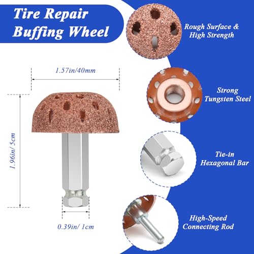 Anglekai 30+3PCS Tire Patch Roller Kit, Tire Repair Tool for Car Grinding, Repair Buffing Wheel/Inner Liner Scraper/ 30PCS Wheel Patches(32/42/ 58mm) - Image 2