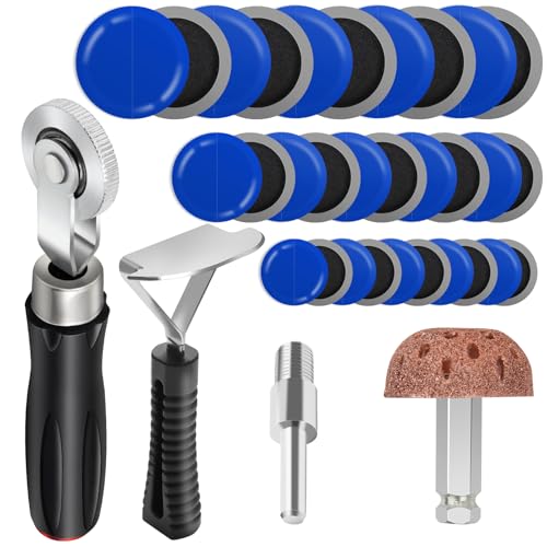Anglekai 30+3PCS Tire Patch Roller Kit, Tire Repair Tool for Car Grinding, Repair Buffing Wheel/Inner Liner Scraper/ 30PCS Wheel Patches(32/42/ 58mm) - Image 1