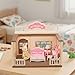 OLEOCA Family Bedroom Doll House Cozy Cabin with Bunny Figure Bed Vanity Accessories Complete Modular Dollhouse Playset for Creative Pretend Play Ages 3 - Image 4